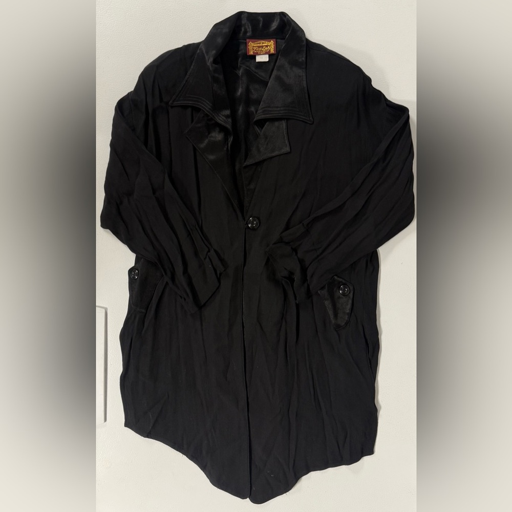 Vtg 60s First Lady Jackie Julian Black Sheer Button Front Fashion Jacket Medium